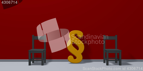 Image of paragraph symbol and two chairs - 3d rendering