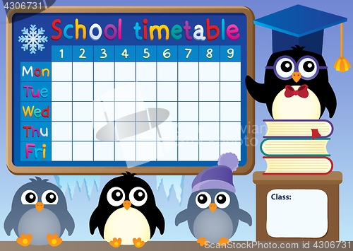 Image of School timetable with penguins