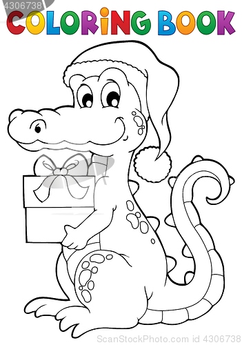 Image of Coloring book Christmas crocodile