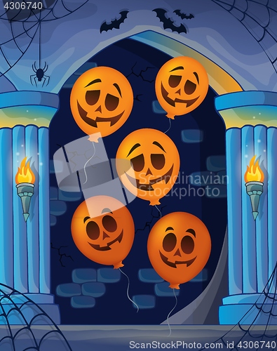 Image of Wall alcove with Halloween balloons 1