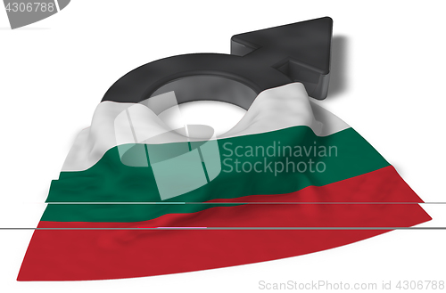 Image of mars symbol and flag of bulgaria - 3d rendering