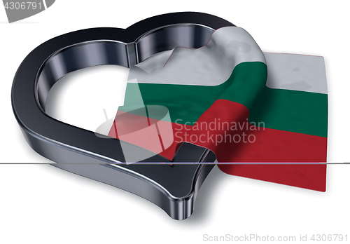 Image of flag of bulgaria and heart symbol - 3d rendering