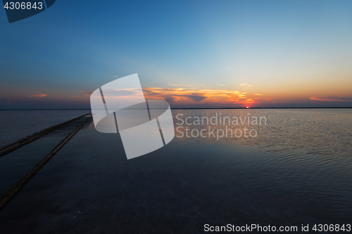 Image of Beauty sunset on salty lake