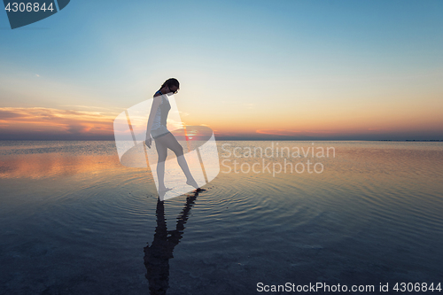 Image of Beauty sunset on salty lake