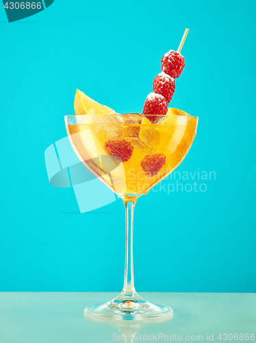 Image of Fresh raspberry coctail on the restaurant table