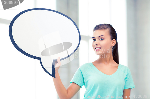 Image of smiling student with blank text bubble