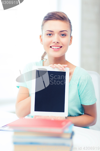 Image of smiling student girl with tablet pc