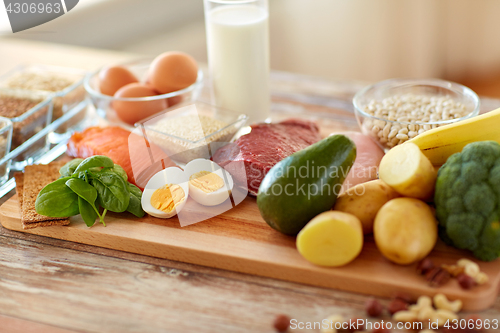 Image of natural rich in protein food on table