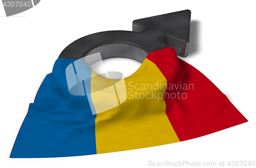 Image of mars symbol and flag of romania - 3d rendering