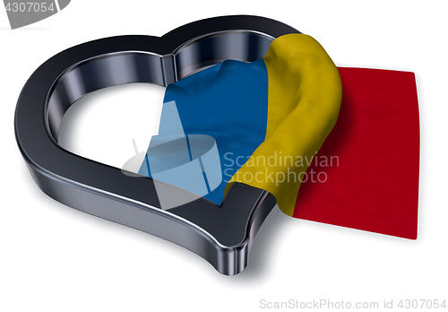 Image of flag of romania and heart symbol - 3d rendering