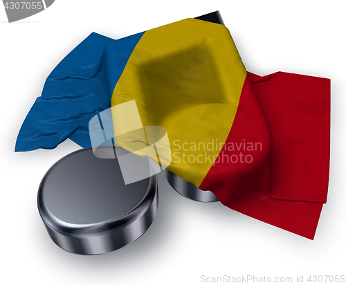 Image of music note symbol and flag of romania - 3d rendering