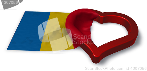 Image of flag of romania and heart symbol - 3d rendering