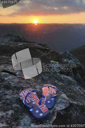 Image of Aussie thongs in the sunset