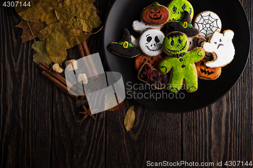 Image of Homemade delicious ginger biscuits for Halloween