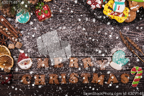 Image of Gingerbreads and coffee for new years or christmas