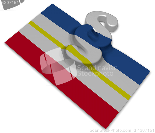 Image of paragraph symbol and flag of mecklenburg-vorpommern - 3d rendering