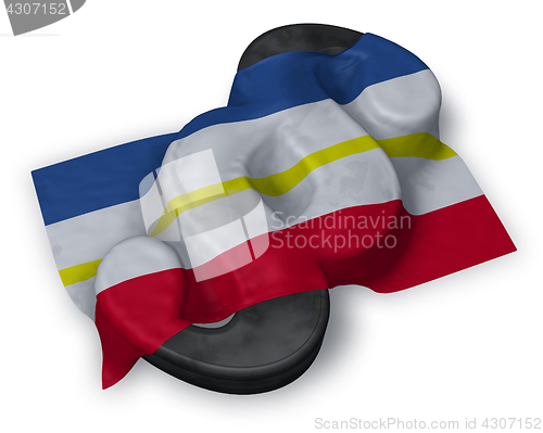 Image of paragraph symbol and flag of mecklenburg-vorpommern - 3d rendering