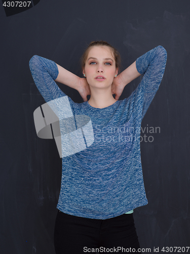 Image of young woman isolated on grey background