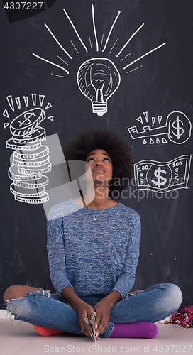 Image of African American woman isolated on a gray background