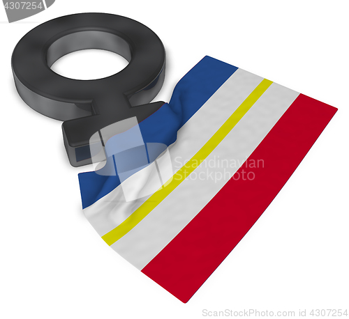 Image of female symbol and flag of mecklenburg-vorpommern - 3d rendering