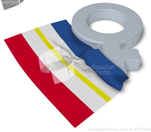 Image of female symbol and flag of mecklenburg-vorpommern - 3d rendering