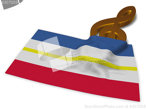 Image of clef symbol and flag of mecklenburg-vorpommern - 3d rendering