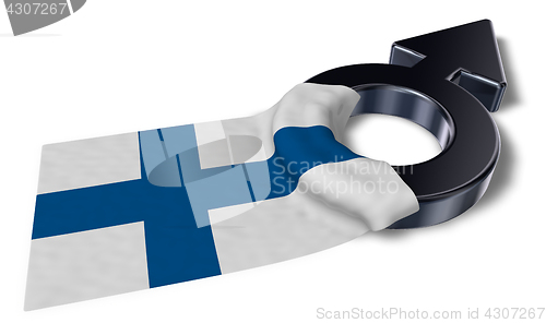 Image of mars symbol and flag of finland - 3d rendering