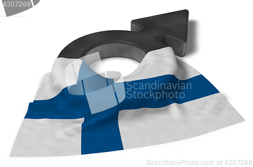 Image of mars symbol and flag of finland - 3d rendering