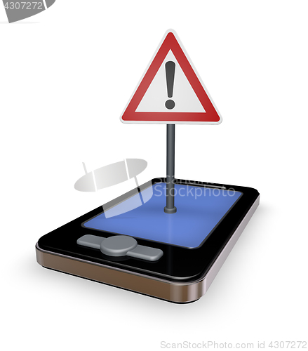 Image of smartphone mit verkehrszeichen achtung