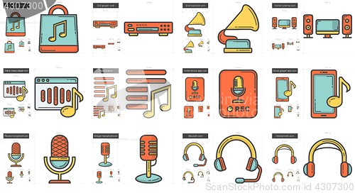 Image of Music line icon set.