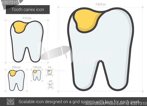 Image of Tooth caries line icon.