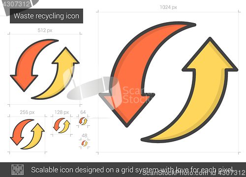 Image of Waste recycling line icon.