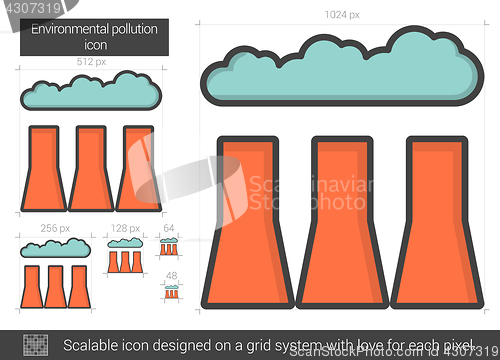 Image of Environmental pollution line icon.