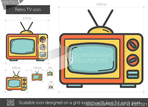 Image of Retro TV line icon.