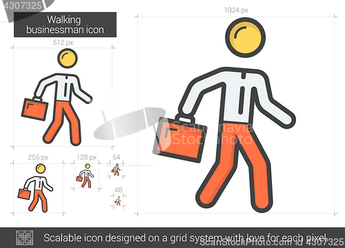 Image of Walking businessman line icon.