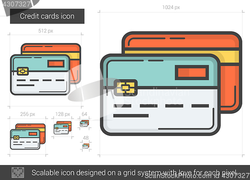 Image of Credit cards line icon.