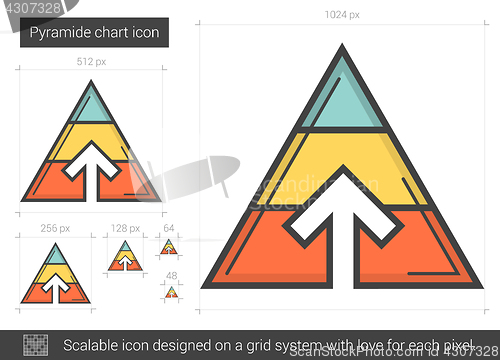 Image of Pyramid chart line icon.