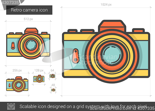 Image of Retro camera line icon.