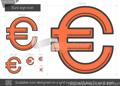 Image of Euro sign line icon.