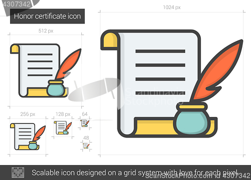 Image of Honor certificate line icon.