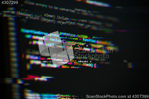 Image of Binary code background with glitch effect