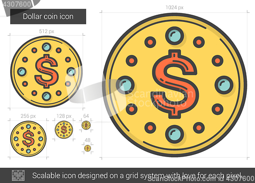 Image of Dollar coin line icon.