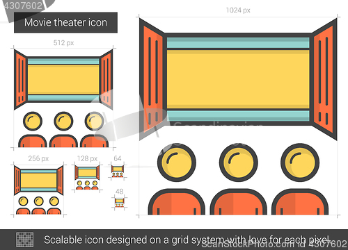 Image of Movie theater line icon.