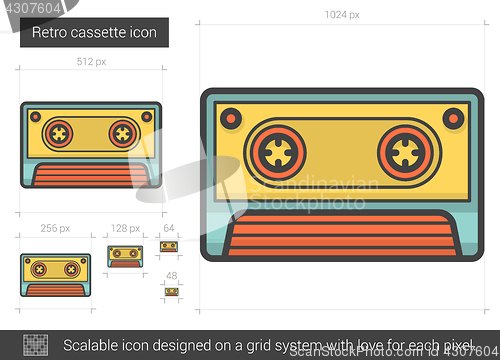 Image of Retro cassette line icon.