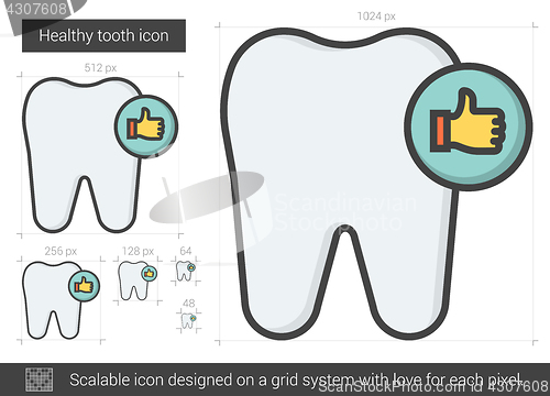 Image of Healthy tooth line icon.