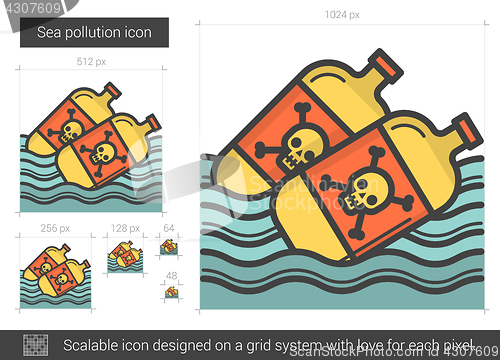 Image of Sea pollution line icon.