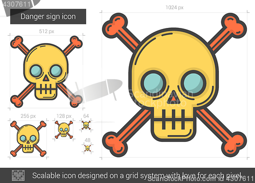 Image of Danger sign line icon.