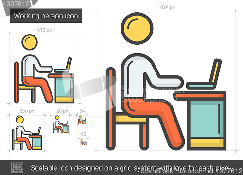 Image of Working person line icon.
