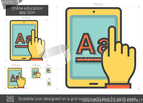 Image of Online education app line icon.