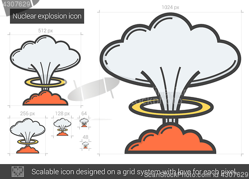 Image of Nuclear explosion line icon.
